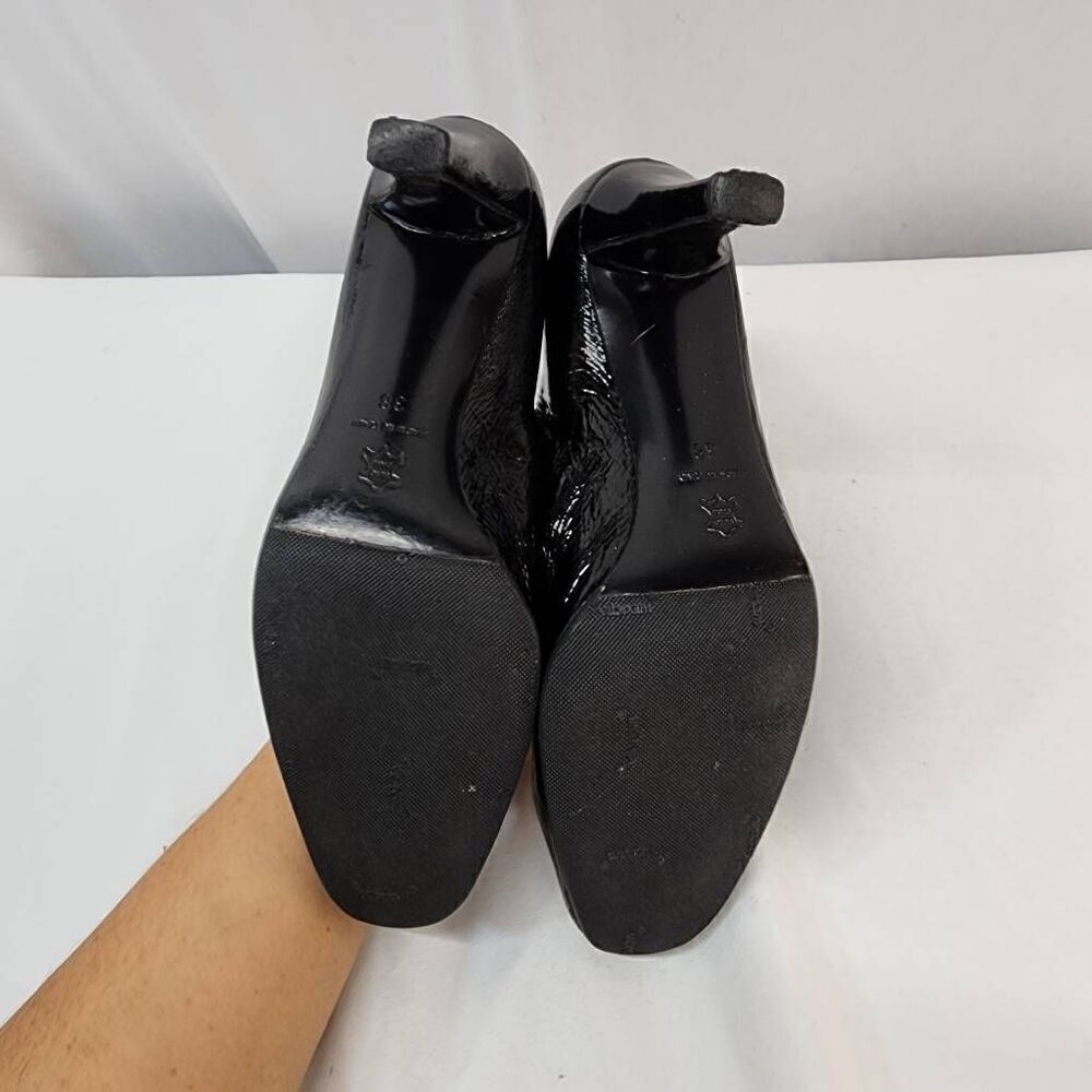 Diana Broussard Size EU 38 US 7.5 Black Patent Leather Heel Pumps Round Toe - Picture 7 of 10